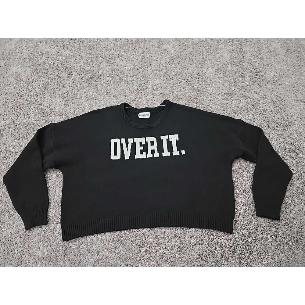 No Boundaries Sweater Womens XXL 20 PLUS Black "OVER‎ IT" Cropped NEW